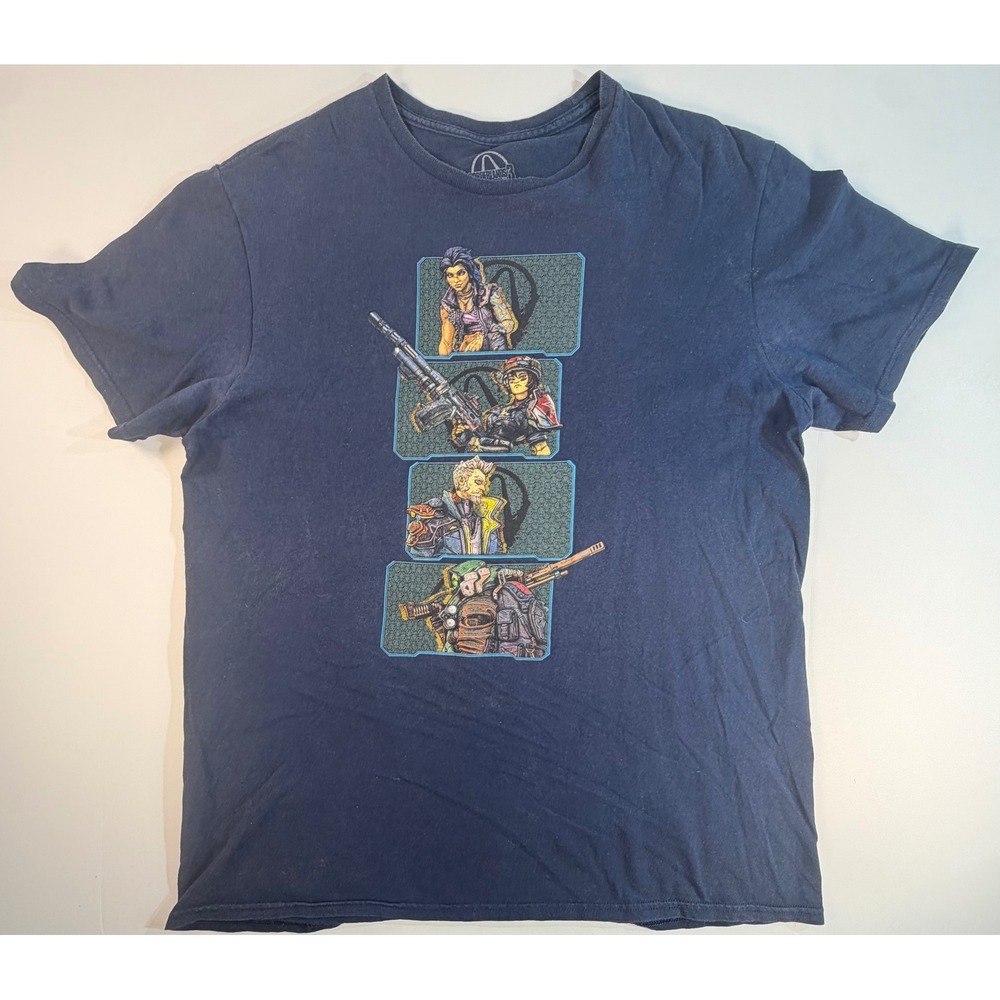 Borderlands 3 Vault Hunters Graphic T-Shirt Mens Large Navy Blue Cotton Tee